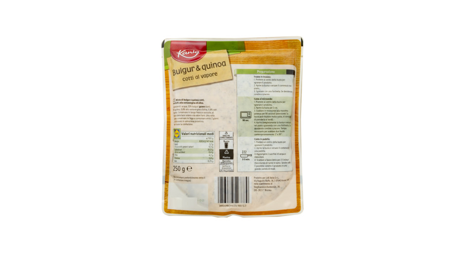 Mix di Cereali al Vapore Bulgur e Quinoa