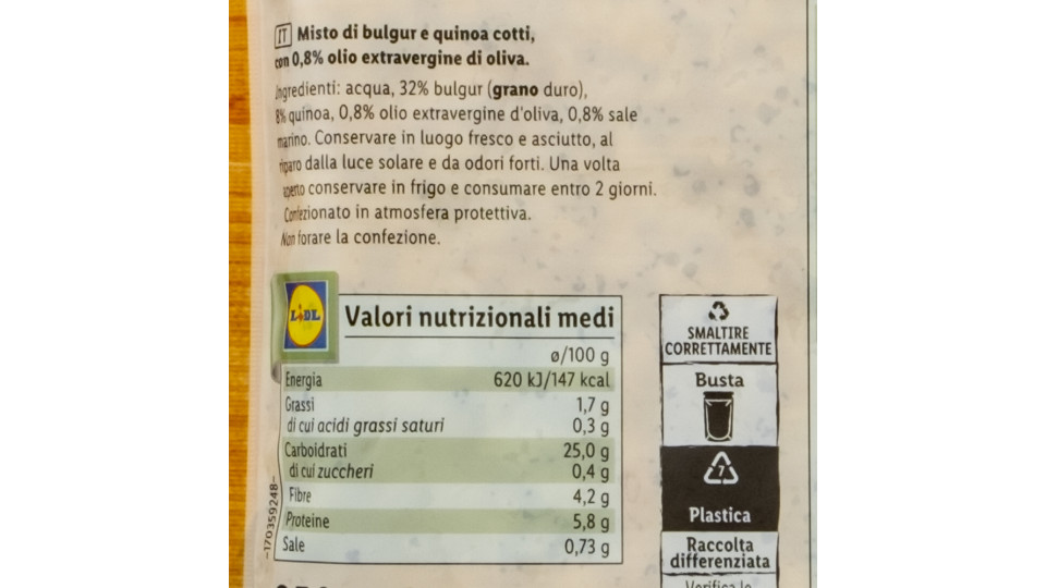 Mix di Cereali al Vapore Bulgur e Quinoa
