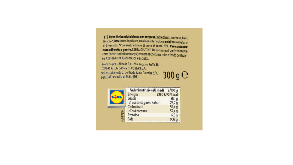 Uovo di Cioccolato Bianco con Sorpresa