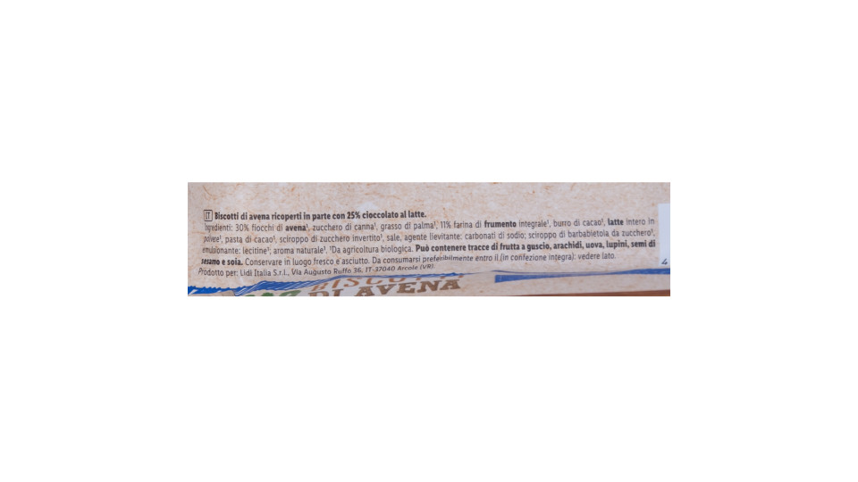 Biscotti Bio all'Avena Ricoperti di Cioccolato al Latte