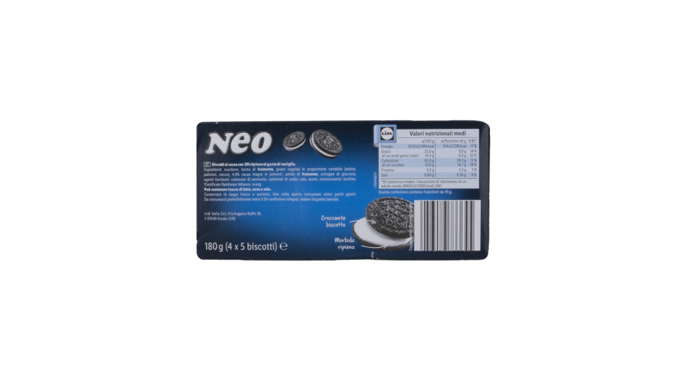 Neo Biscotti al Cacao e Crema Vaniglia Vegani