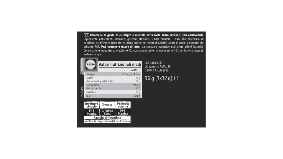 Caramelle Mentolo Eucalipto Extra Forti
