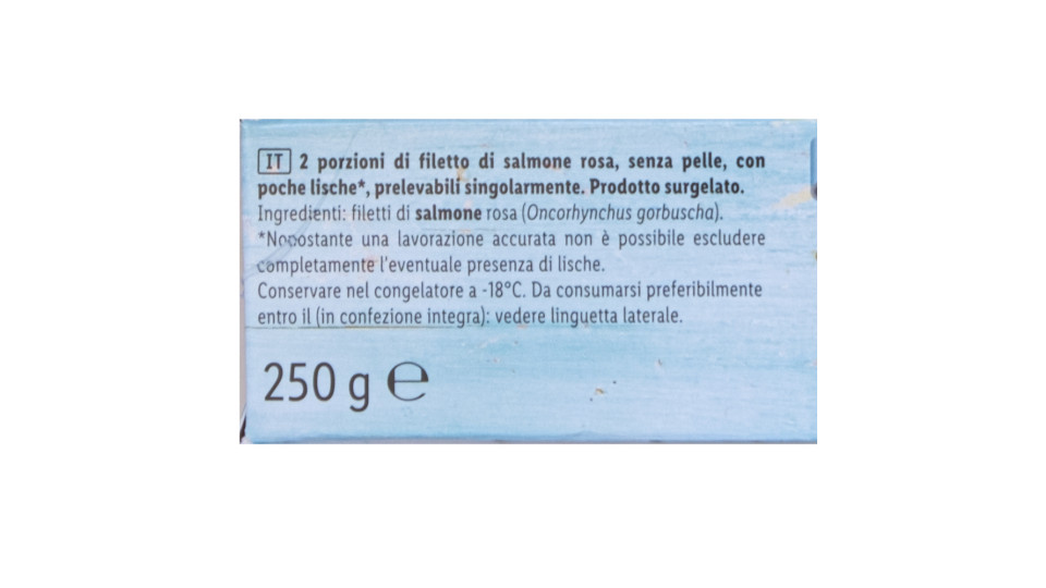 Msc Filetto di Salmone Rosa senza Pelle