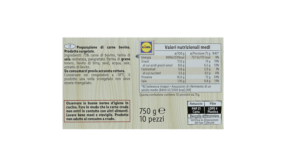 Hamburger di Carne Bovina