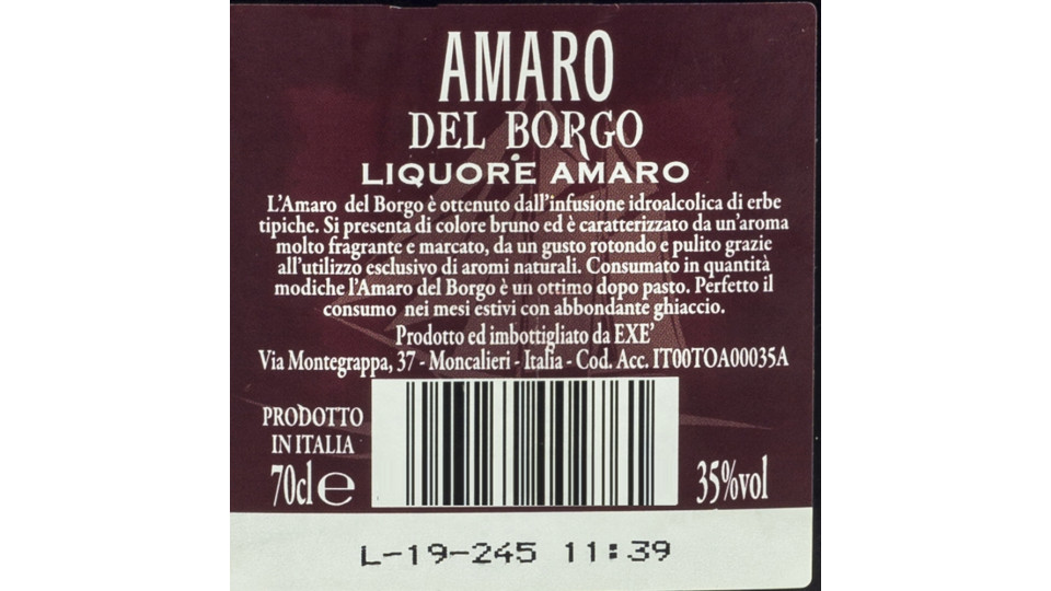 Amaro del Borgo 35% Vol.