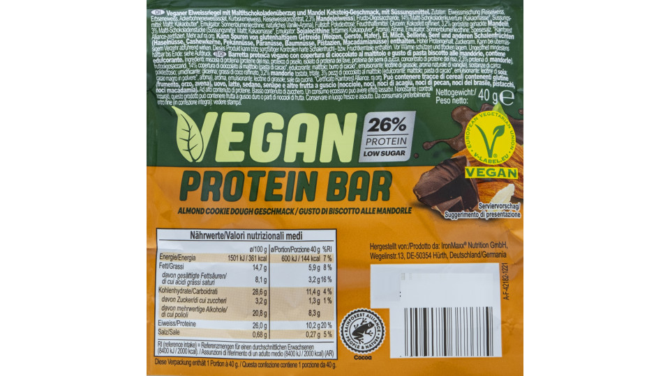 Barretta Proteica Vegana 26% Biscotto alle Mandorle