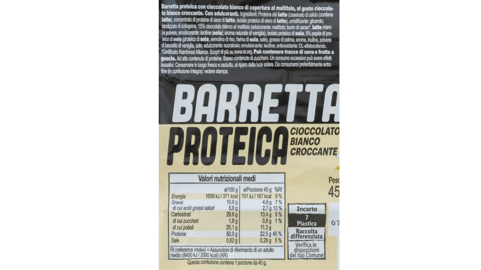 Barretta Proteica 50% Proteine Cioccolato Bianco