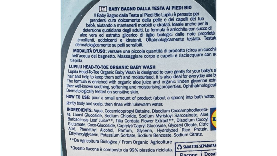 Bio Baby Bagno Testa ai Piedi
