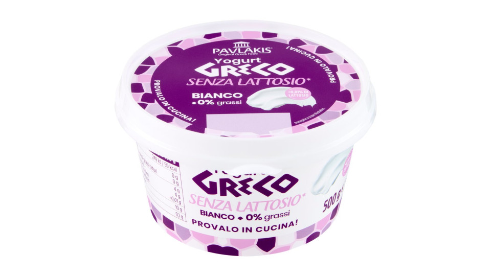 Yogurt Greco senza Lattosio* Bianco 0% Grassi