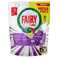 Fairy Pastiglie Lavastoviglie Platinum Plus All in One Miracle, Detersivo Piatti Limone 32 Caps 527g