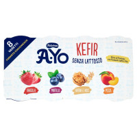 A-yo Kefir senza Lattosio Fragola, Mirtillo, Avena e Noci, Pesca 8 x 125 g