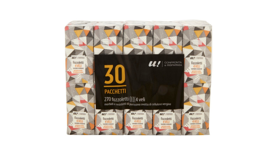 30 Pacchetti di Fazzoletti 4 Veli U! Confronta e Risparmia
