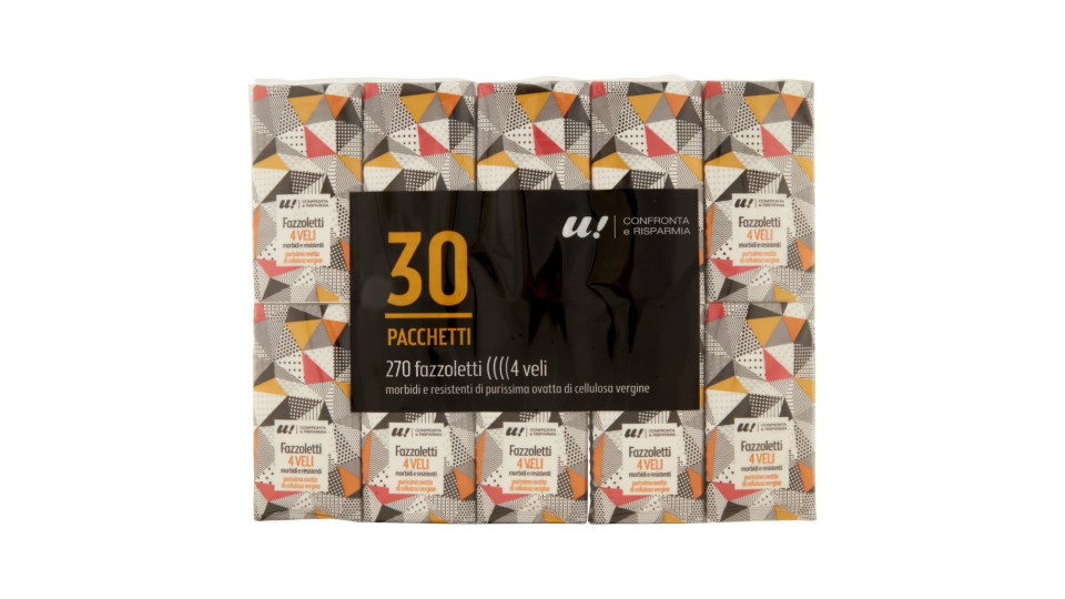 30 Pacchetti di Fazzoletti 4 Veli U! Confronta e Risparmia