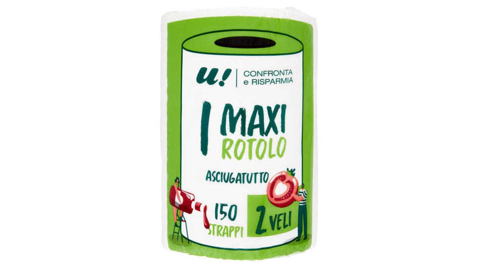 Asciugatutto Maxi Rotolo 2 Veli 150 Strappi U! Confronta e Risparmia