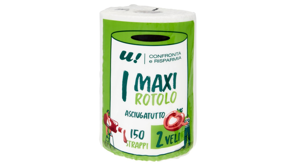 Asciugatutto Maxi Rotolo 2 Veli 150 Strappi U! Confronta e Risparmia