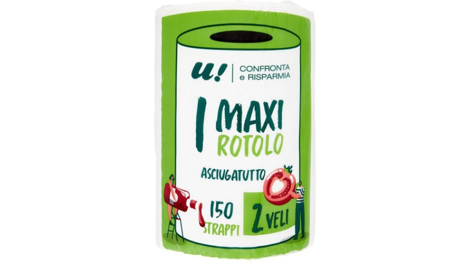 Asciugatutto Maxi Rotolo 2 Veli 150 Strappi U! Confronta e Risparmia