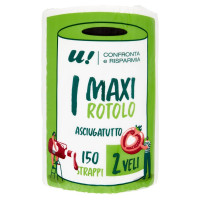 Asciugatutto Maxi Rotolo 2 Veli 150 Strappi U! Confronta e Risparmia