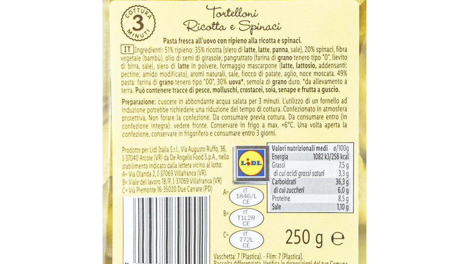 Tortelloni con Ricotta e Spinaci