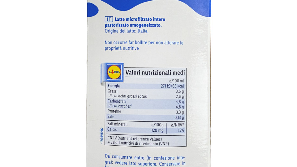 Latte Intero 100% Italiano Microfiltrato