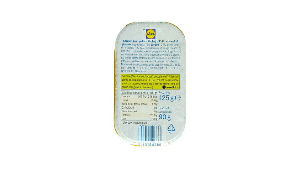 Sardine in Olio di Semi di Girasole