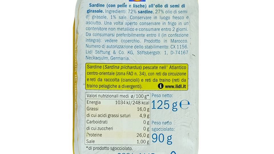 Sardine in Olio di Semi di Girasole