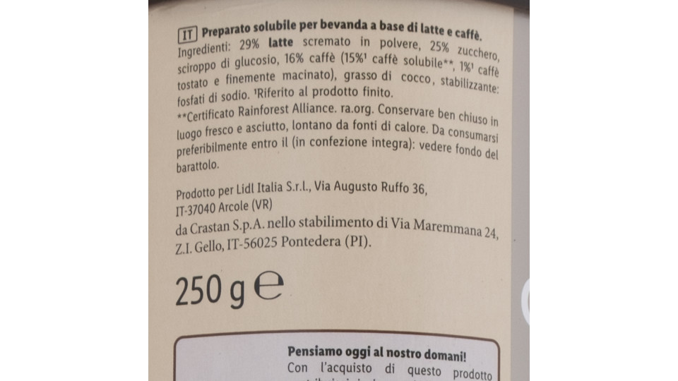 Preparato per Cappuccino Solubile