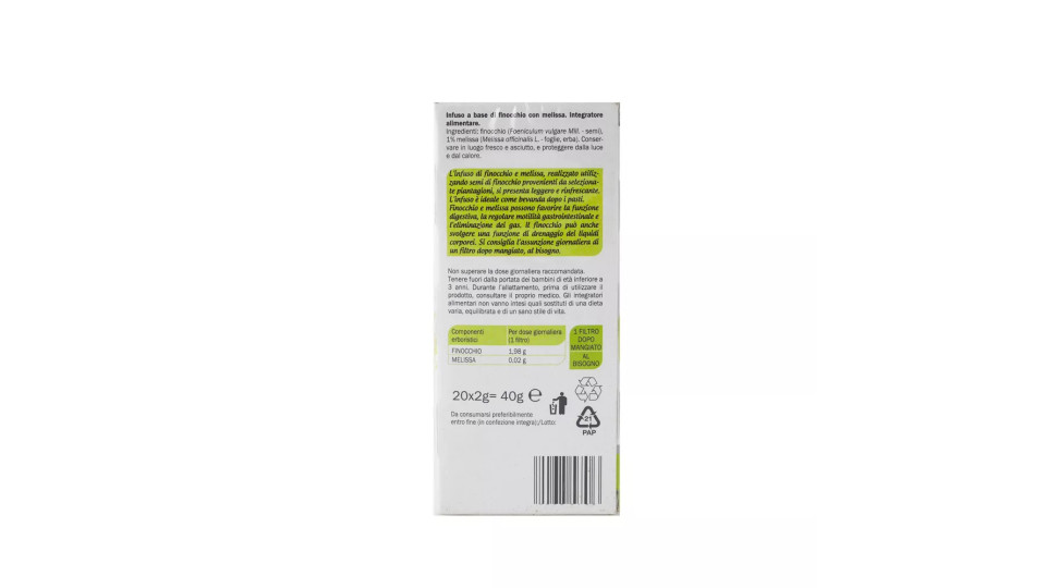 Infuso Wellness Finocchio, 20 Filtri
