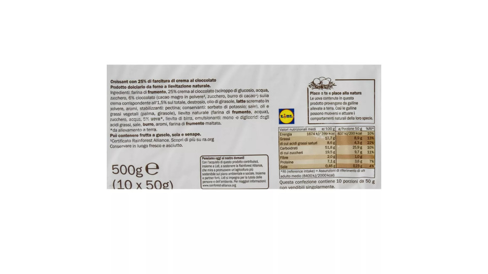 Croissant al Cacao 25% di Farcitura