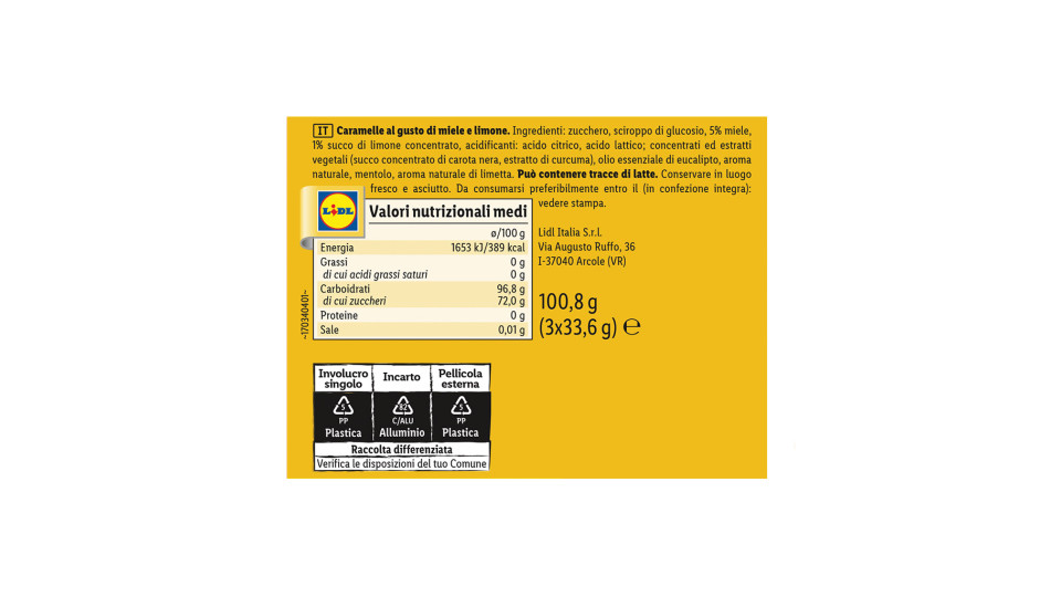 Caramelle Miele Limone
