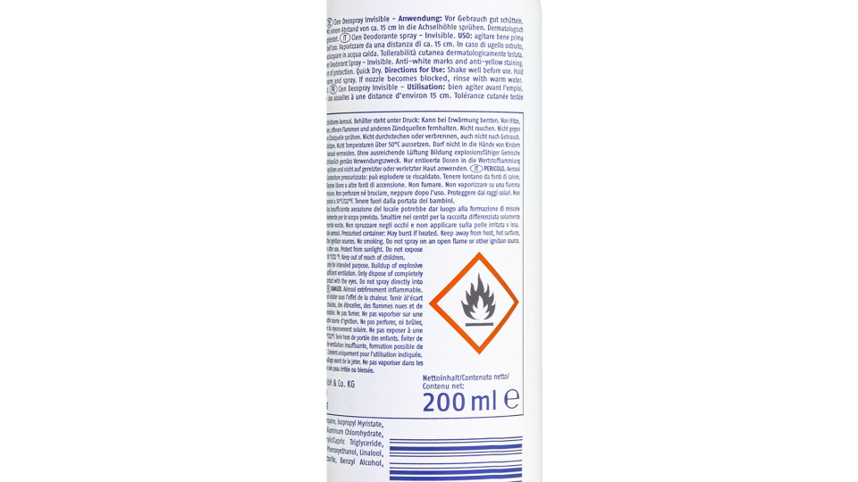 Deodorante Spray Invisible