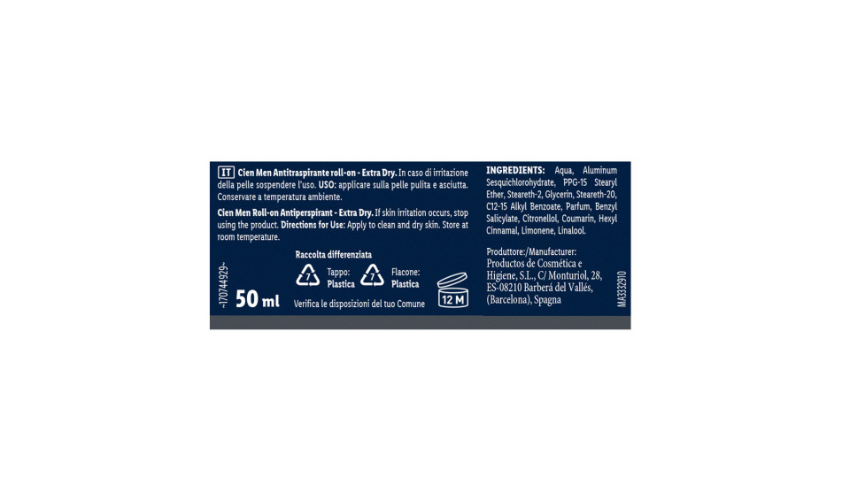Deodorante Roll-on Uomo Dry