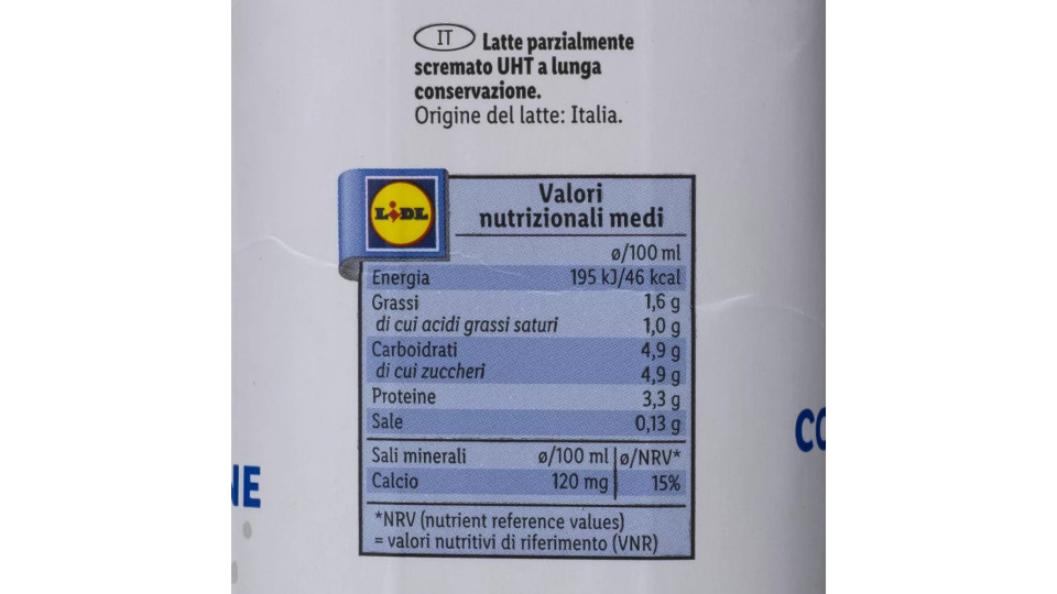 Latte Fresco Parzialmente Scremato 1,6%