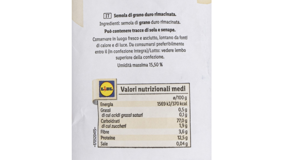 Semola Rimacinata di Grano Duro
