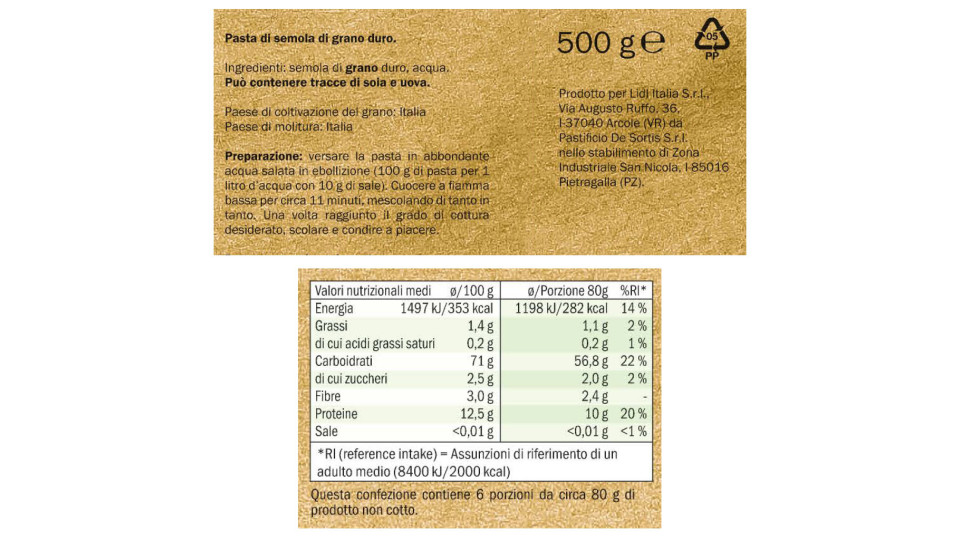 Tortiglioni 100% Italiani Trafilati al Bronzo