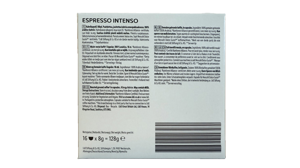 Capsule Caffè Espresso Intenso Compatibili con Nescafé Dolce Gusto®