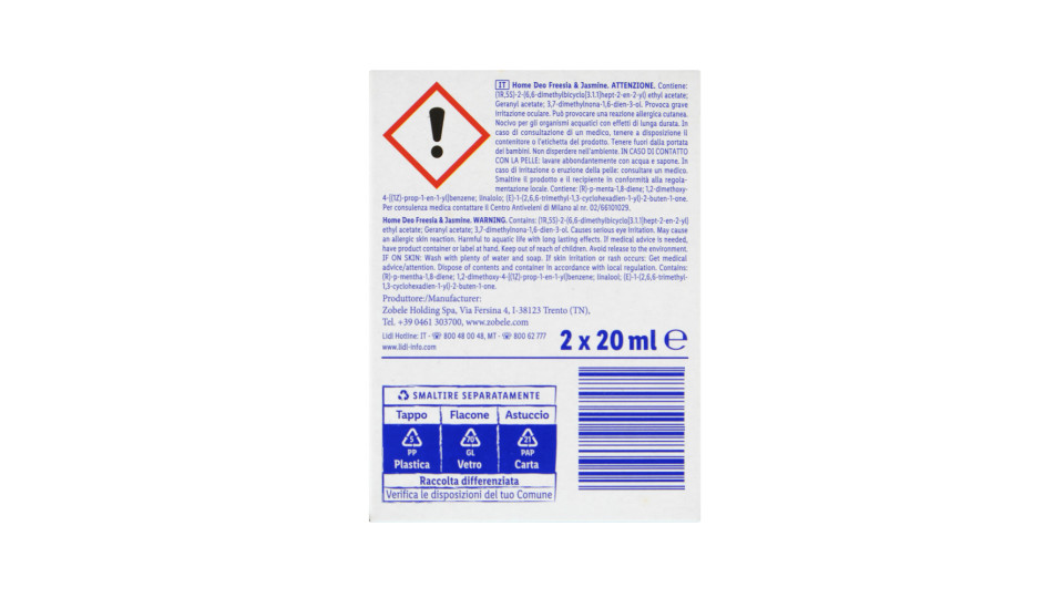Ricarica per Deodorante Elettrico Casa Fresia e Gelsomino