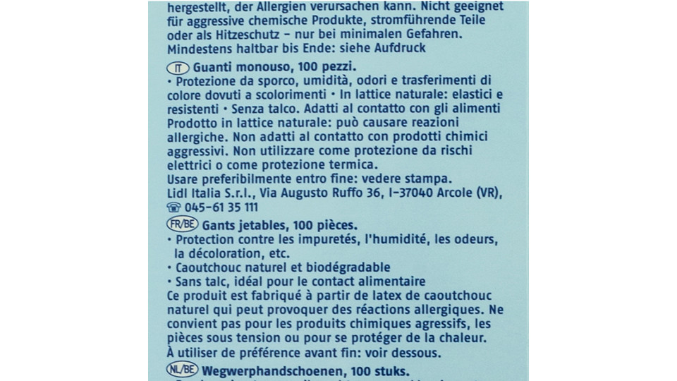 Guanti Monouso Taglia l in Lattice Naturale