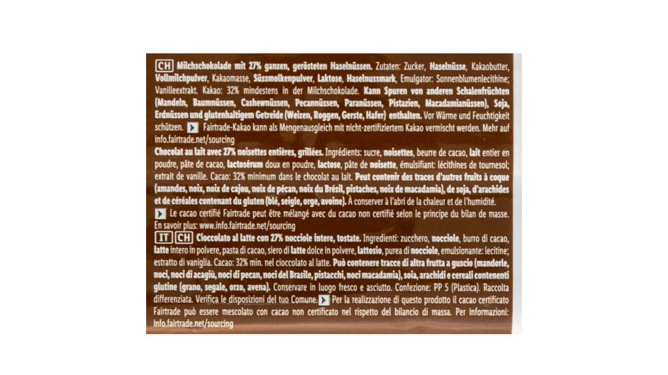 Cioccolato al Latte con Nocciole Intere