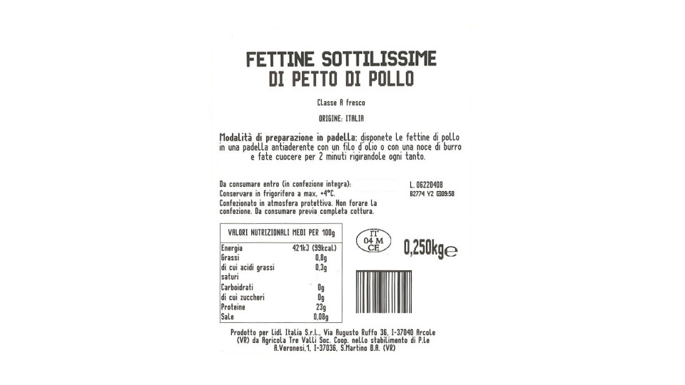 Fettine Sottili di Petto di Pollo