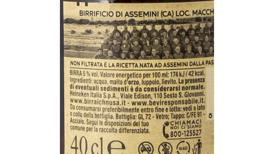 Ichnusa, birra non filtrata