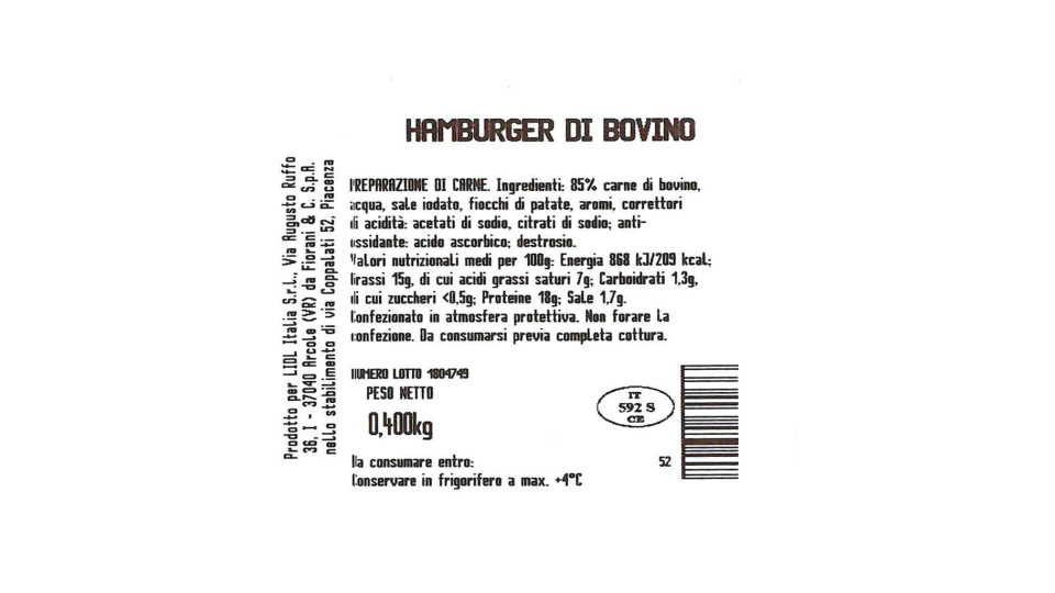4 Hamburger di Bovino