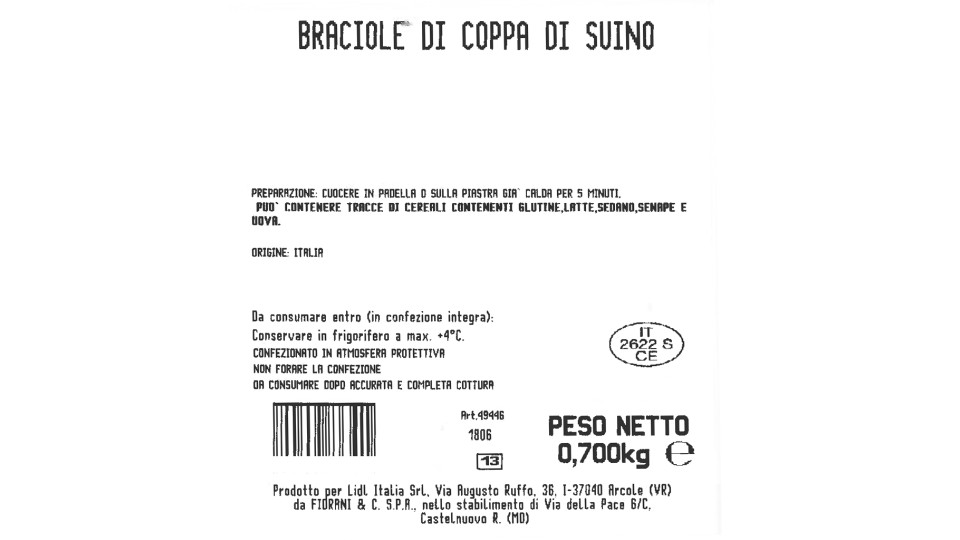 Braciole di Coppa Suino