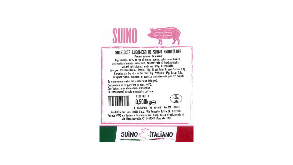 Salsiccia Luganega di Suino Arrotolata