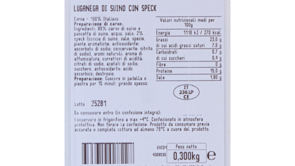 Salsiccia Luganega Suino
