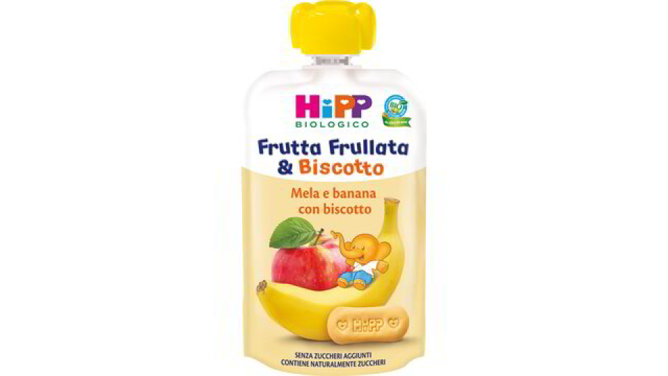 FRUTTA FRULLATA MELA E BANANA CON BISCOTTO