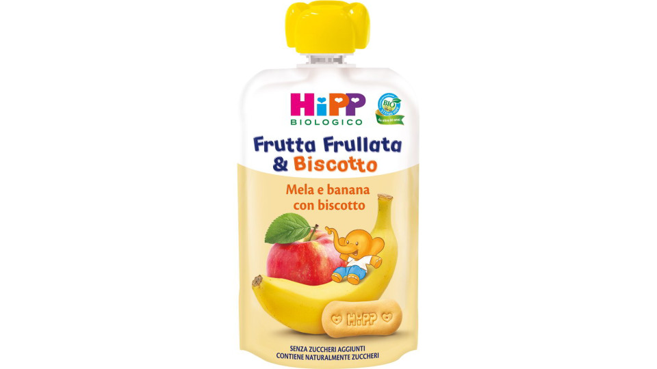 FRUTTA FRULLATA MELA E BANANA CON BISCOTTO