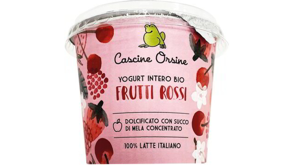Yogurt intero con frutti rossi a pezzi