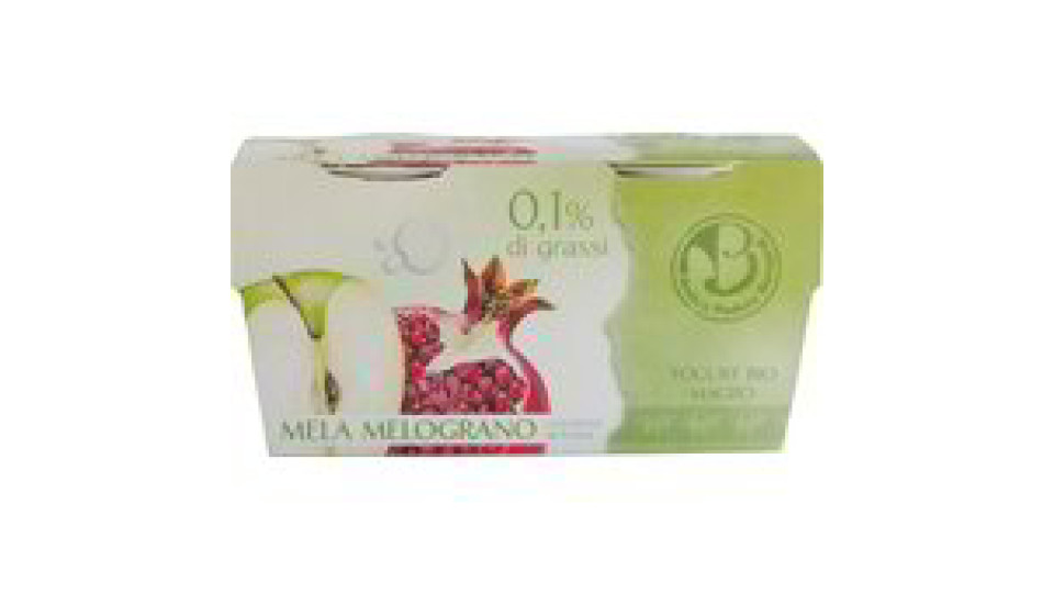Yogurt magro mela in pezzi e melograno