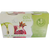 Yogurt magro mela in pezzi e melograno