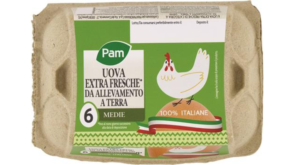 6 UOVA ALLEVATE A TERRA EXTRA FRESCHE MEDIE
